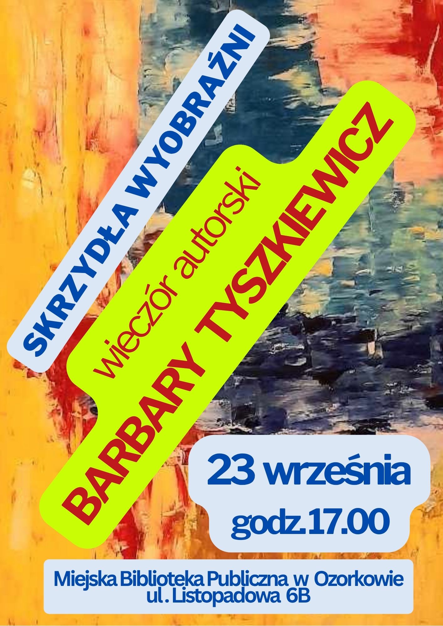 Na zdjęciu plakat informujący o spotkaniu w MBP