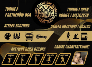 Plakat informujący o Turnieju Ozo Beach Champions.