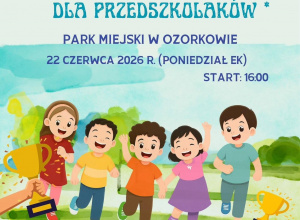 Plakat informujący o Mini Maratonie przedszkolaków.