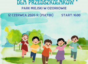 Plakat informujący o Mini Maratonie przedszkolaków.