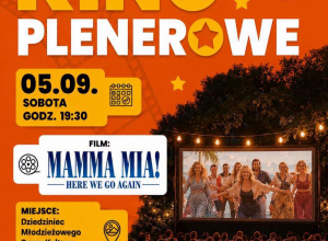 Plakat informujący o Kinie Plenerowym w MDK