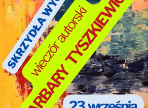 Na zdjęciu plakat informujący o spotkaniu w MBP